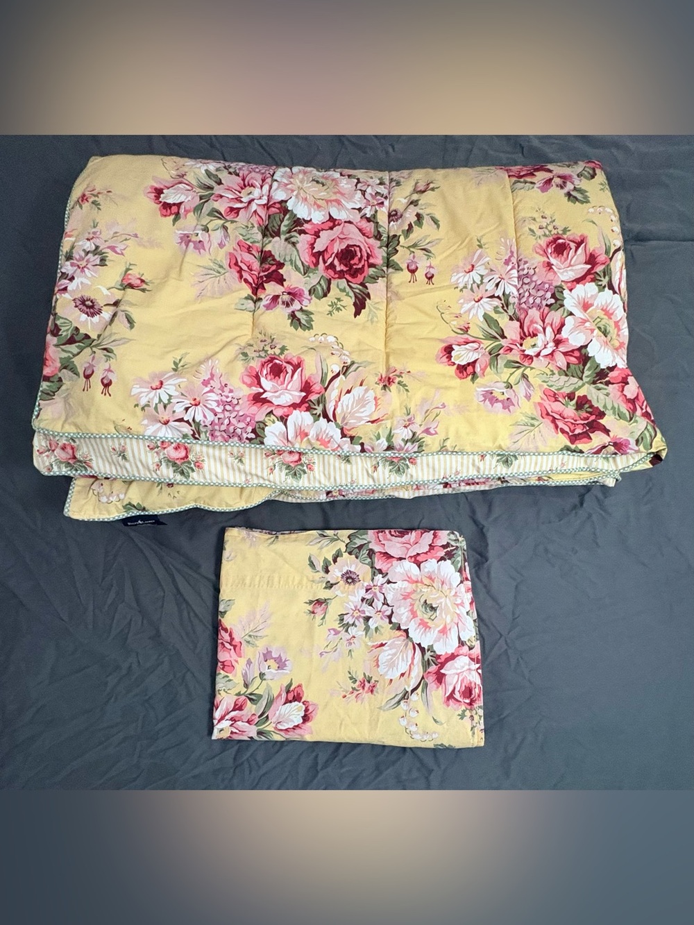 EUC Vintage Ralph Lauren Sophie Brooke Twin Comforter & Flat Sheet Rare
